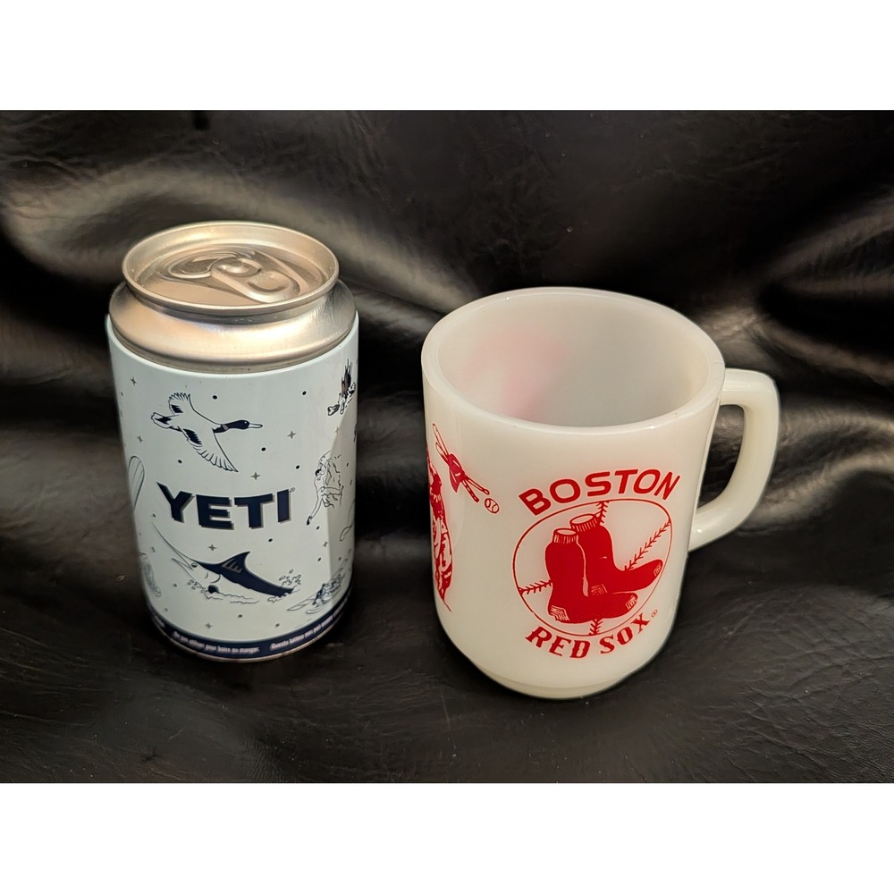 Boston Red Sox Milk Glass Mug MLB Baseball Anchor Hocking Fire-King